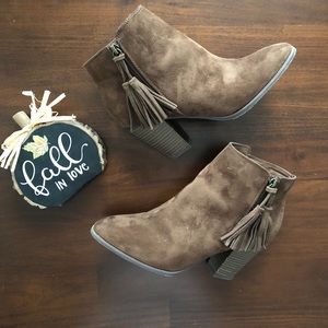 Brown Suede Tassel booties from Target